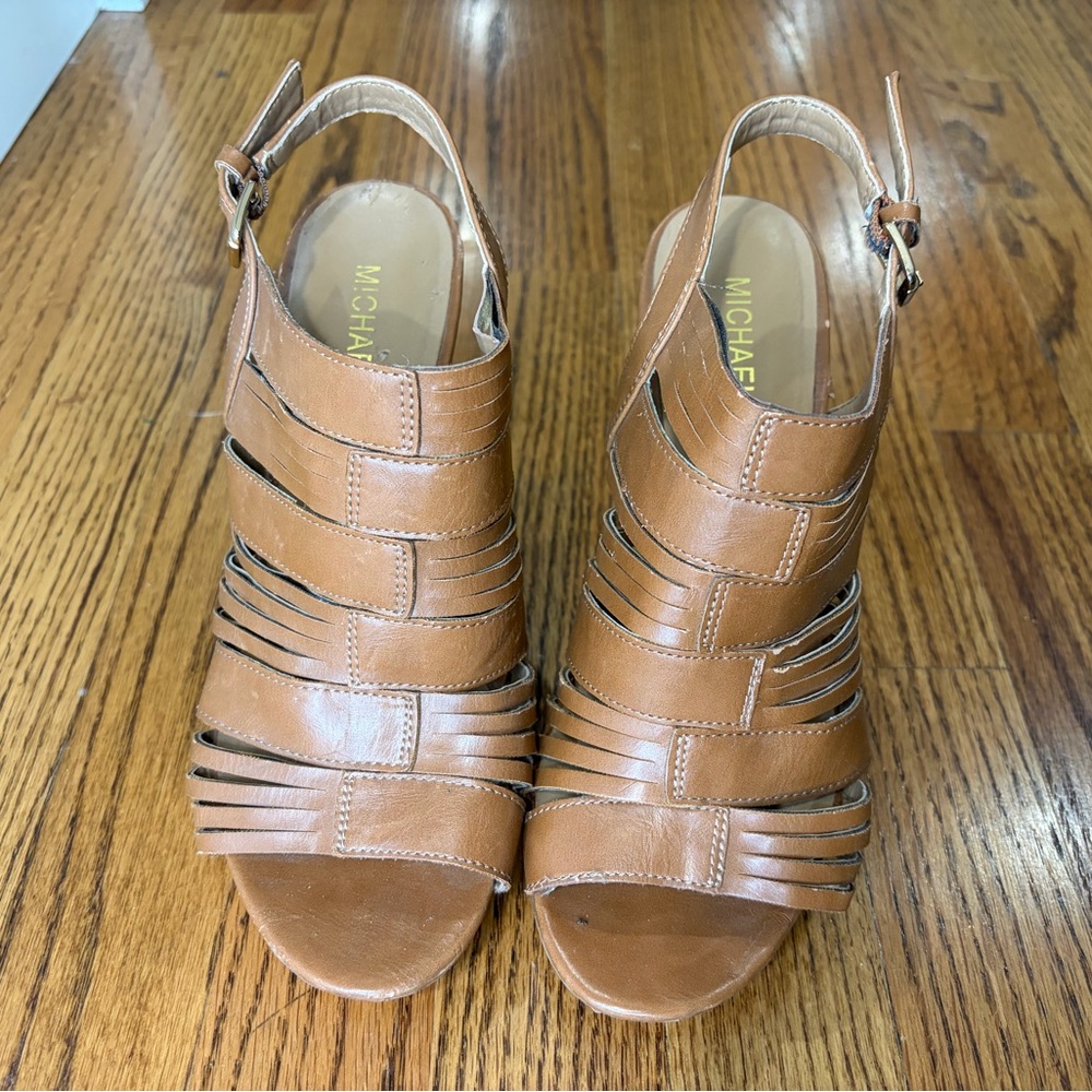 Michael Kors 4" Tan Strappy Heels - Picture 2 of 9
